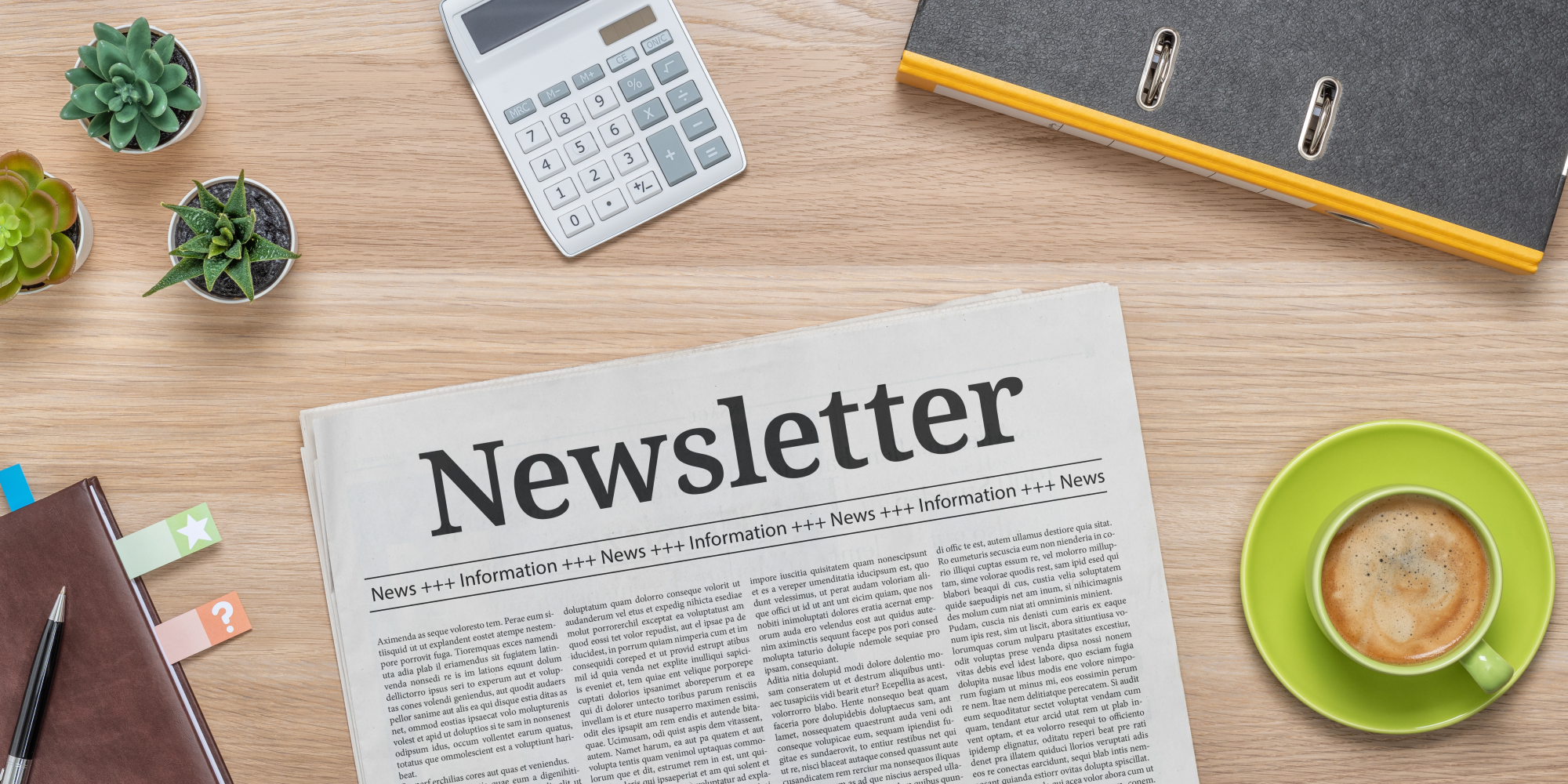 Photo of a newsletter on a desk